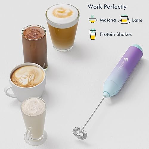 Miniatura 4 de Espumador de leche potente de mano, mini batidor mezclador de bebidas para café, capuchino, café con leche, matcha, chocolate caliente, sin soporte,