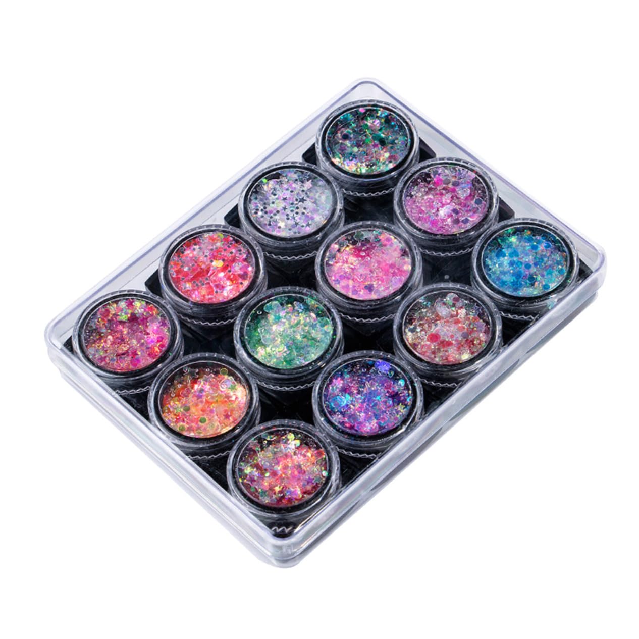 DOITOOL Set Da 3 Pezzi Per Il Trucco Con Paillettes 12 Colori Gel Per Il Corpo Con Paillettes Gel Per Il Viso Unghie Glitter Illuminante Per Feste Uso Quotidiano