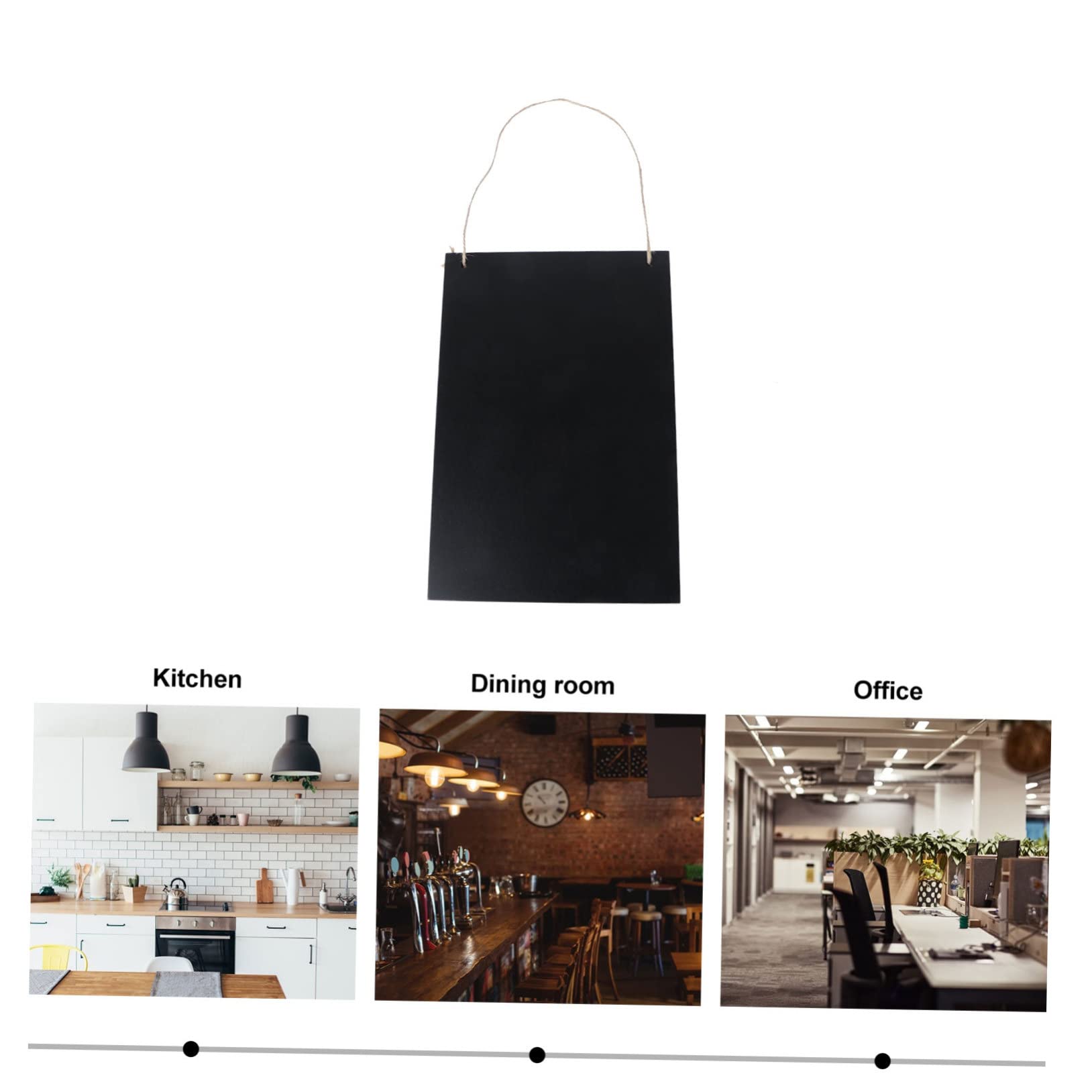 HOMSFOU Wooden Double Sided Chalkboard Sign Rustic Frameless Message Board for Weddings Kitchen Pantry Home Decor Hanging Chalk Board for Messages Decorations Black