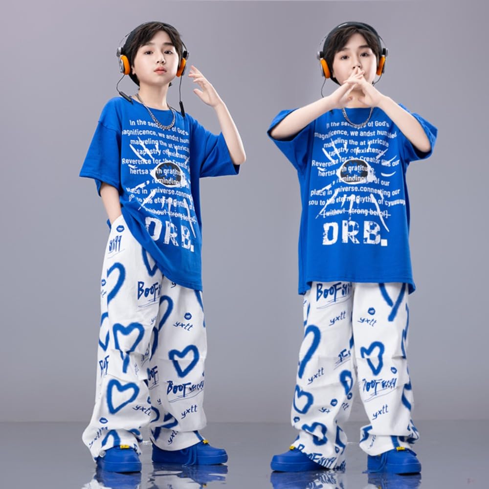 Amazon | キッズダンス衣装 セットアップ tシャツ ロゴ ハート柄 