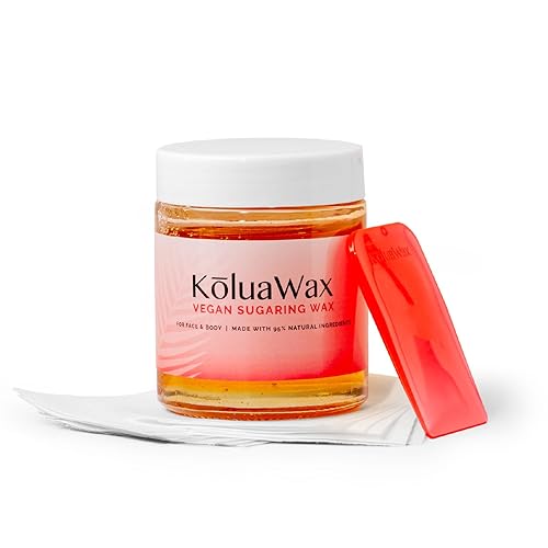 KoluaWax Kit de cera de azúcar vegana para mujeres y hombres, depilación para todo tipo de piel y cabello, axilas, bikini, brasileño, cara y pierna,