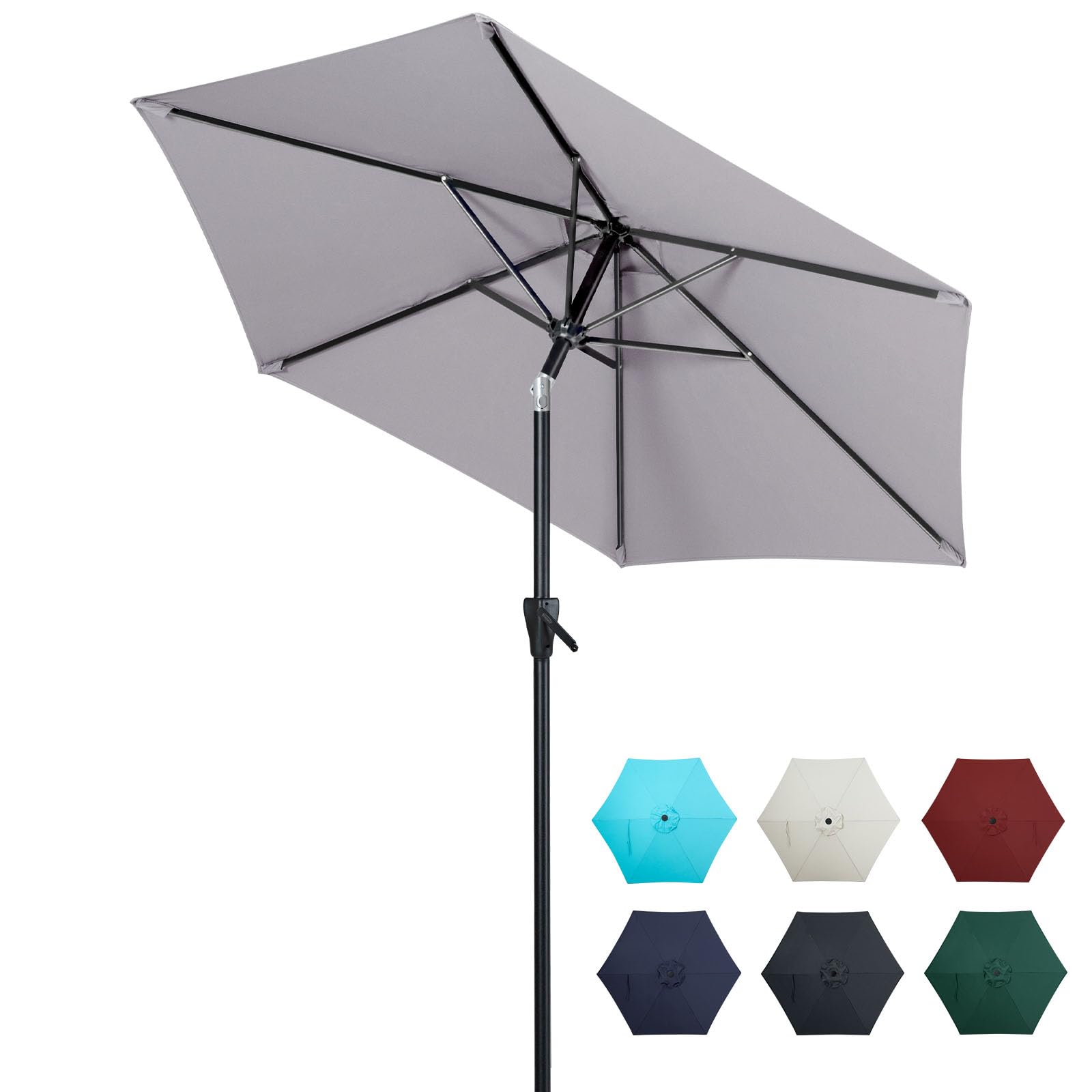 Tempera 7.5ft Patio Market Outdoor Table Umbrella with Push Button Tilt and Crank,Large Sun Umbrella with Sturdy Pole&Fade resistant canopy,Easy to set