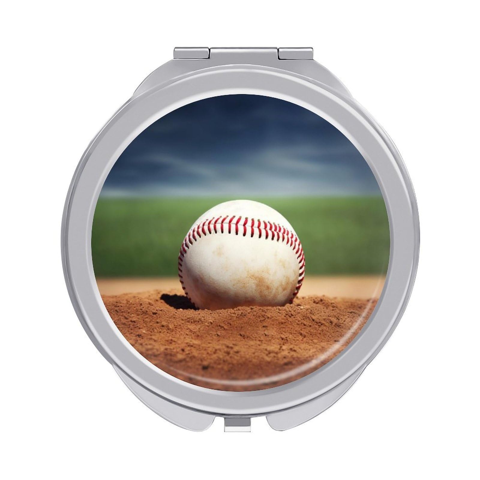 FekiLoot Baseball Makeup Mirror Compact Round Travel Makeup Mirror Portable Folding Handheld Pocket Mirrors for Handbag and Purses Gift Mini Mirrors