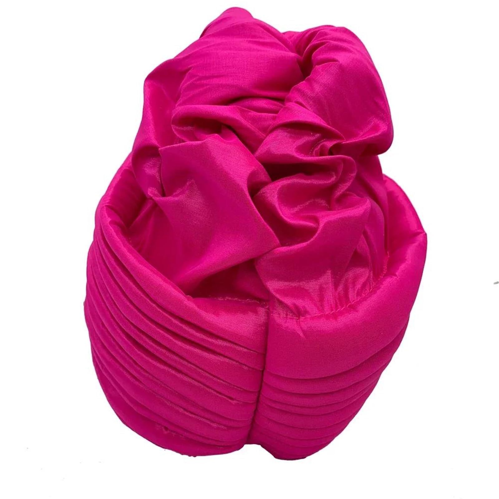 Turbante da donna in seta grezza pieghettato berretto pre-legato copricapo per festa di nozze cappello hijab con leggero allungamento