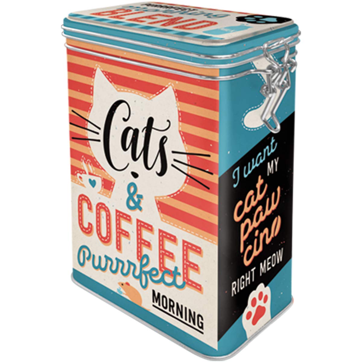 Nostalgic-Art Vintage Design. Cats & Coffee-Gift Idea For Cat Owners, Large Tin For Coffee With Aroma Lid, Vintage Design, 1.3 L