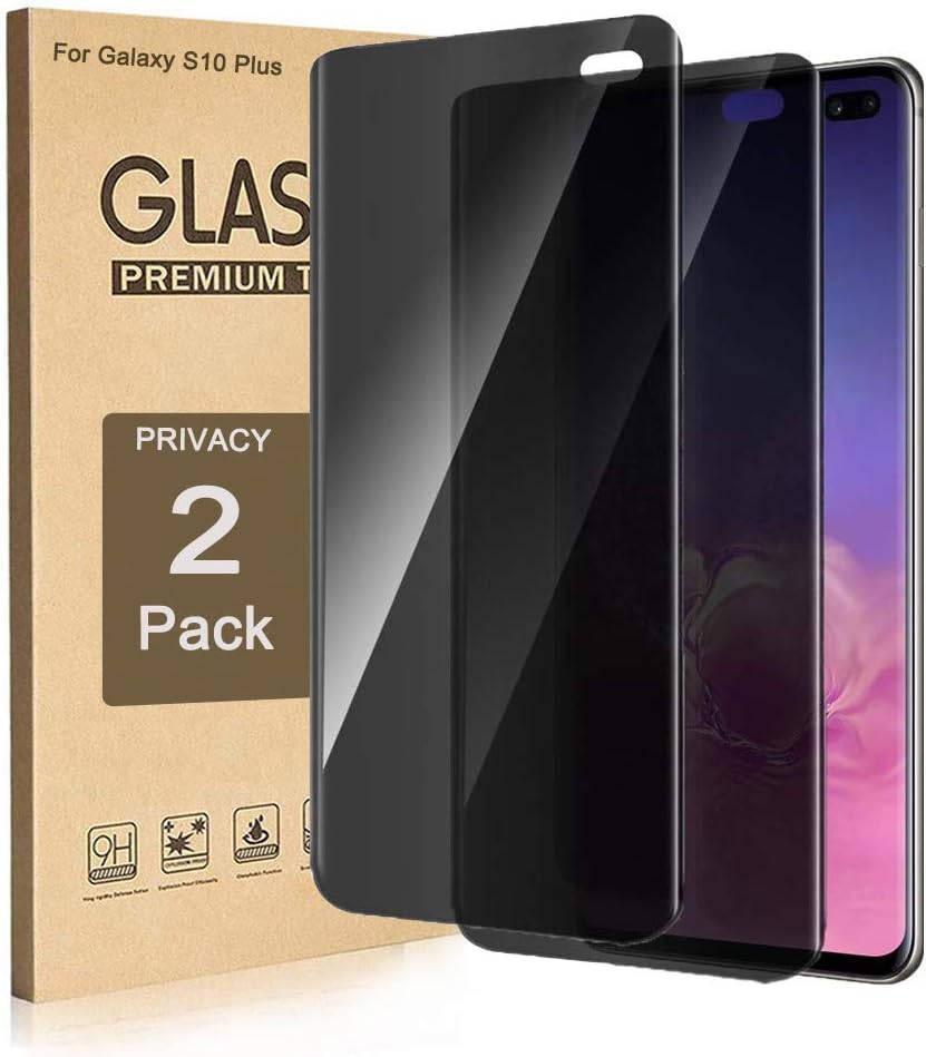 SURBUID Galaxy S10 Plus Privacy Screen Protector, Tempered Glass [Not for Galaxy S10] [Does Not Support Fingerprint Unlock] [Edge Glue] Case Friendly 3D Touch Screen Protector for Galaxy S10 Plus