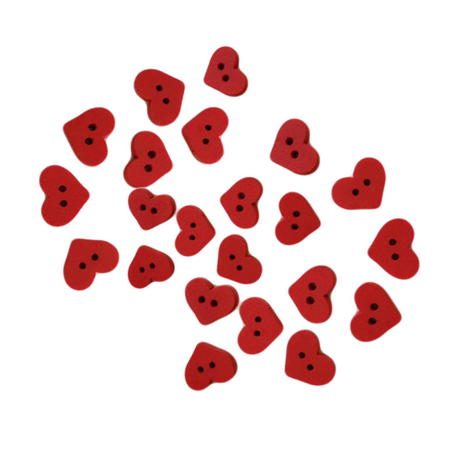 50 Bottoni In Legno Colorati A Forma Di Cuore Con 2 Fori - Per Cucito, Maglia, Scrapbooking E Lavoretti Fai Da Te - 2
