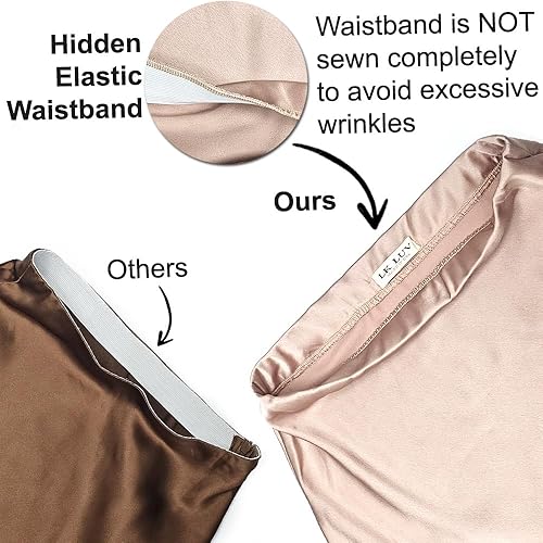 Miniatura 6 de Falda midi de satén de cintura alta sólida para mujer, fabricada en Estados Unidos