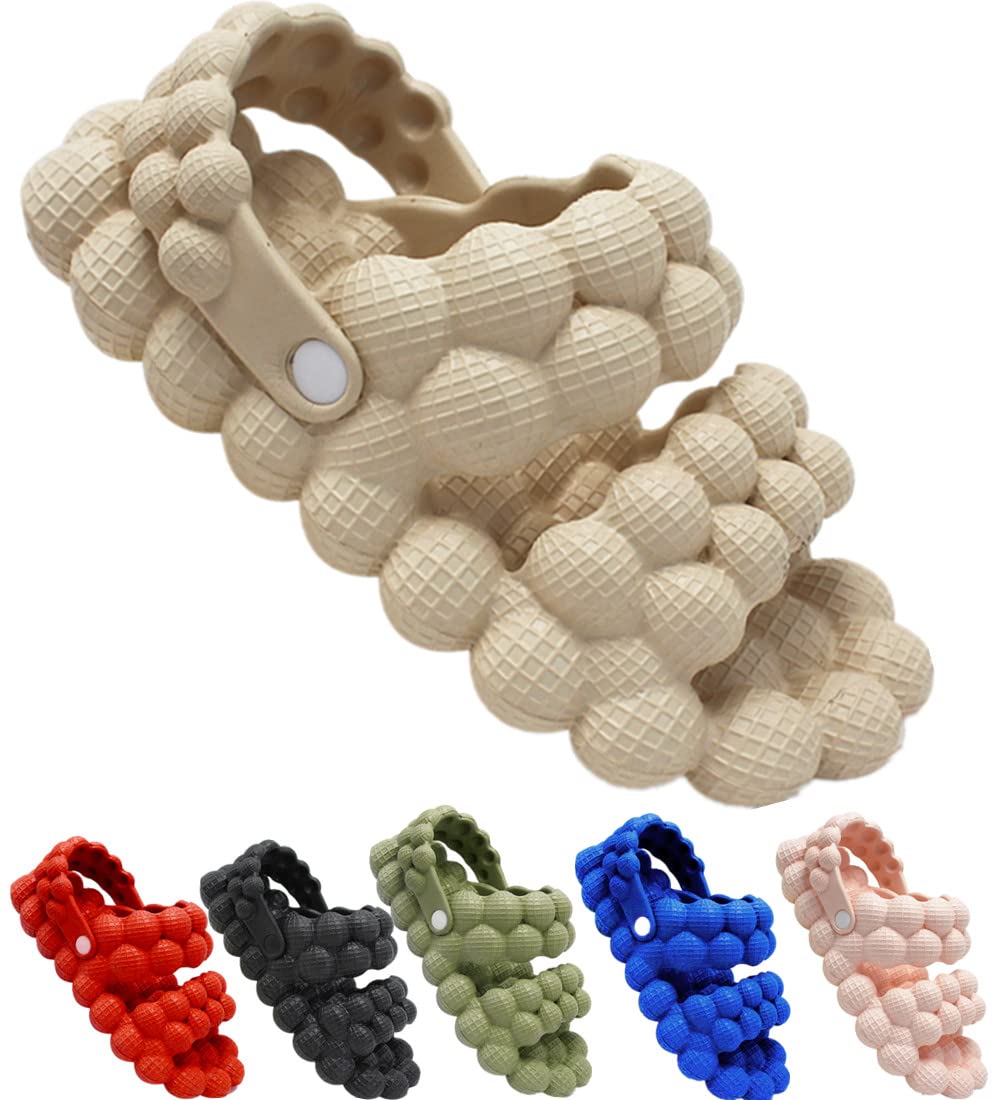YUANTUBubble Sandals for Women and Men Funny Spa Slippers Unisex,Pool Beach Party Shoes,Unisex Shoes Couple Summer Slipper for Women Me(Khaki/T36-37)