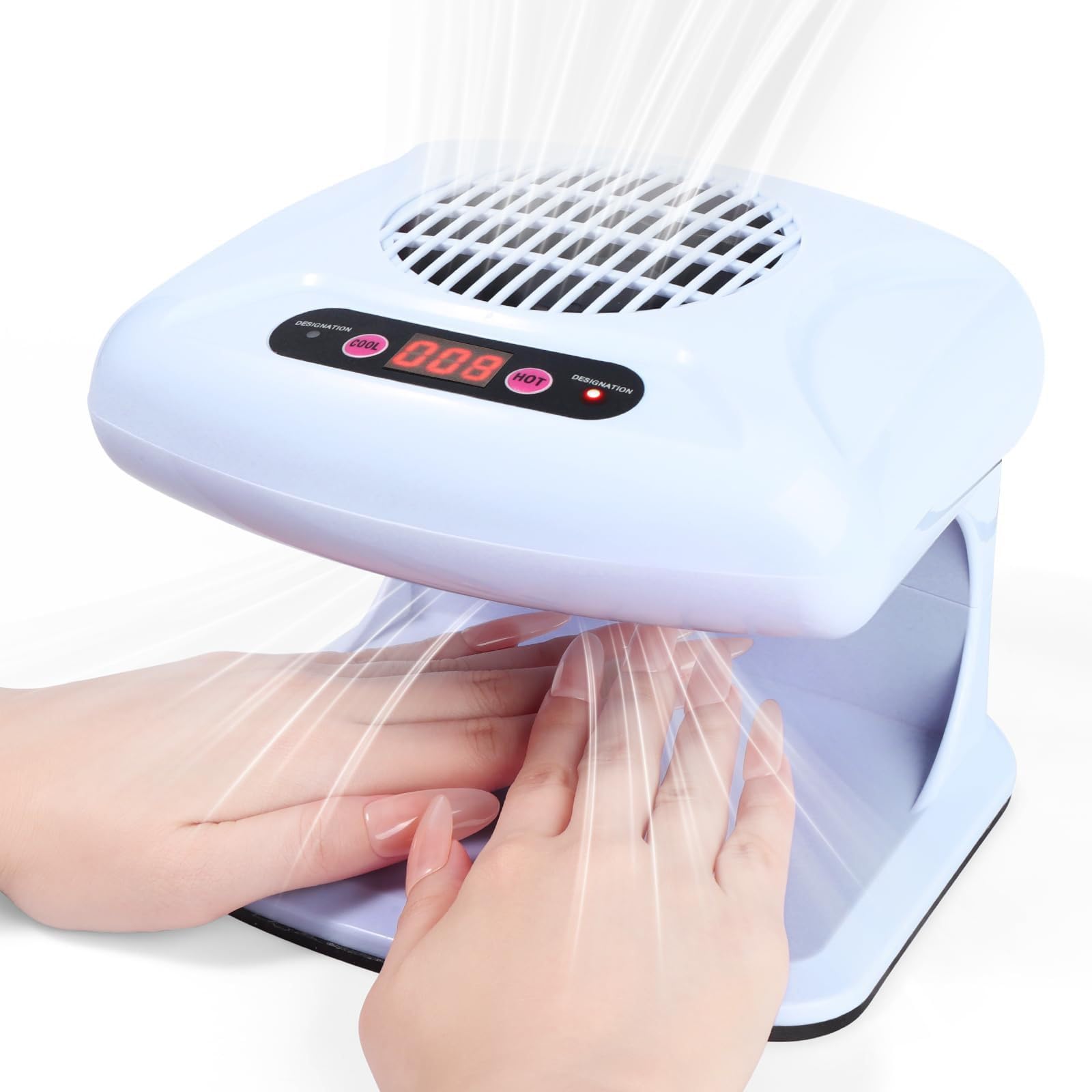 Asciuga Unghie per Smalto Tradizionale, Lampada UV LED Senza Fili con Display LCD Digitale, 3 Impostazioni di Timer E 300 W di Potenza Elevata, Rilevamento Intelligente per Centri Manicure,Bianca