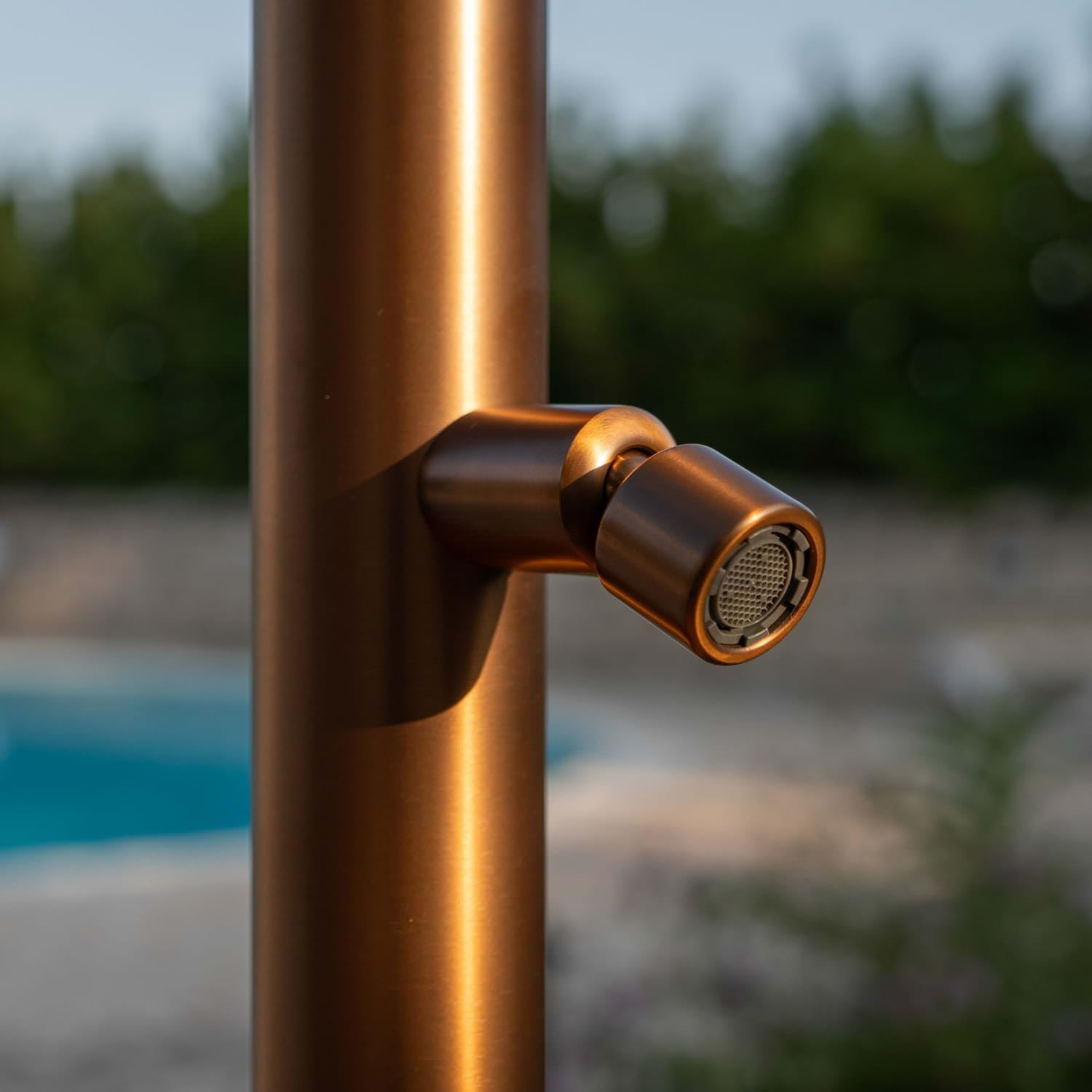 Sined Quartu Acero Inoxidable 316l Ducha Exterior con Rociador y Lavapies h 2289 Cm INOX Oro Rosa con Ducha Cabezal Desviador y Lavapies