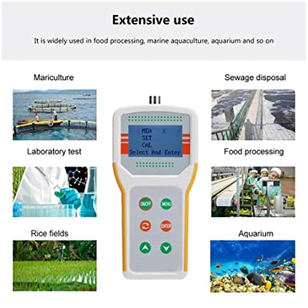 Probador portátil de calidad del agua, medidor de oxígeno disuelto para cría de animales con pantalla LCD retroiluminada, alta medición, para tratamiento de aguas residuales, laboratorios, acuicultura