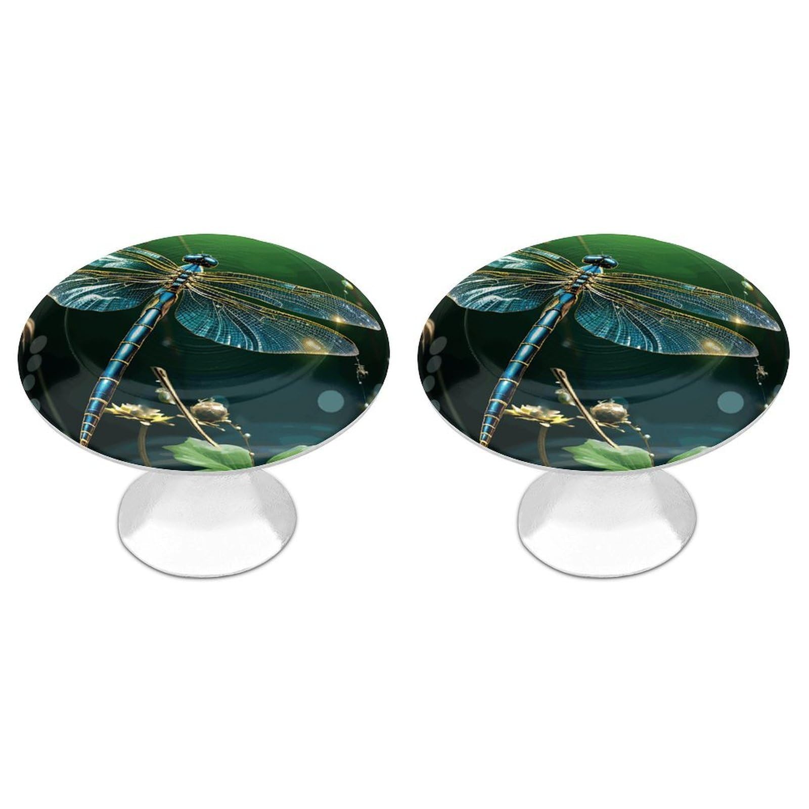 Vstadank Style Dragonfly Green Cabinet Knobs Round Wardrobe Pulls Simple Drawer Handles With Screw Aluminum Alloy Closet Door Pull Modern Cabinet Hardware For Dresser Drawers 2 Pack