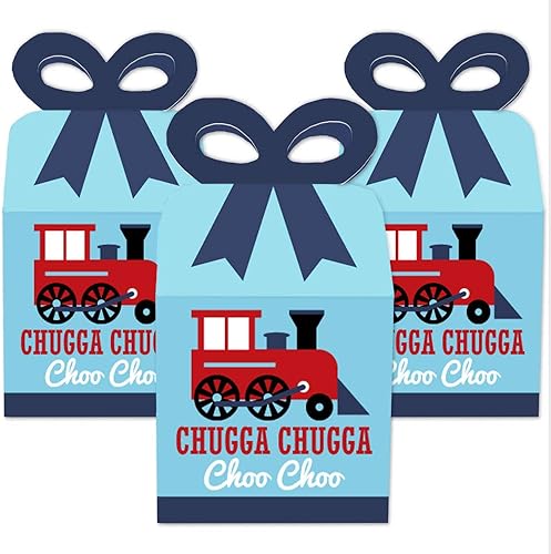 Miniatura 2 de Big Dot of Happiness Fiestas de ferrocarril  Cajas de regalo cuadradas  Tren de vapor fiesta de cumpleaños o Baby Shower Bow Box  Juego de 12