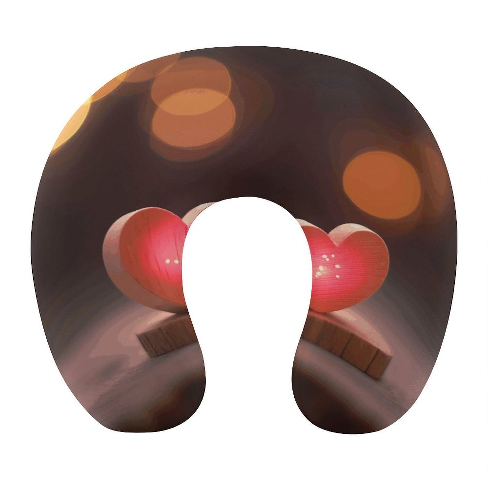 Btcowzrv Style Heart Carved From Wood U Shaped Neck Pillow Travel Pillows