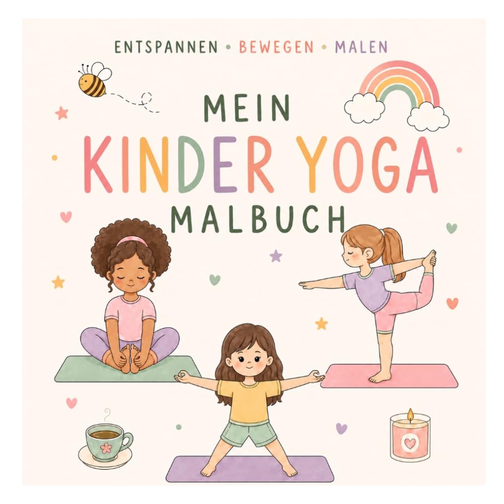 Yoga Malbuch für Kinder ab 4 Jahren: Aktives Ausmalbuch mit Yoga Übungen, Bewegung & Entspannung | Kinder Yoga Mitmachbuch für Mädchen & Jungen | Achtsamkeit spielerisch entdecken