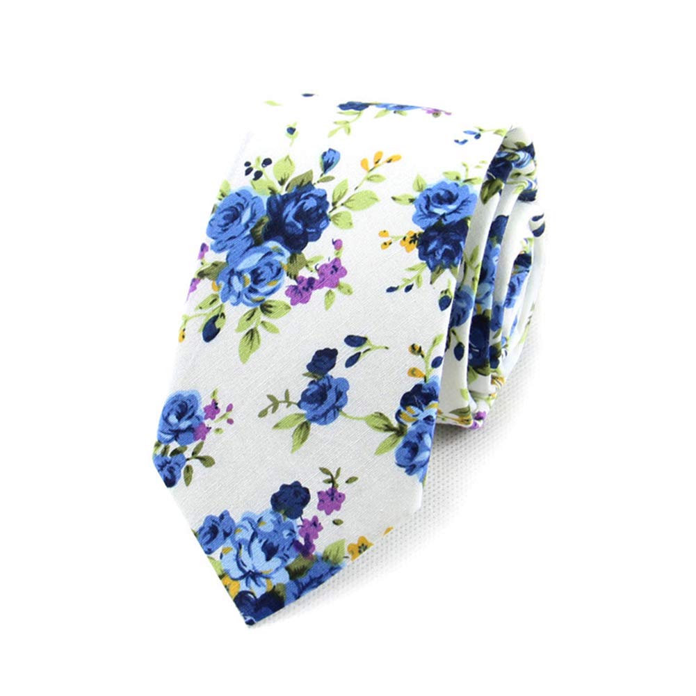 Secdtie Men's Skinny Tie Fashion Causal Cotton Floral Printed Linen Necktie