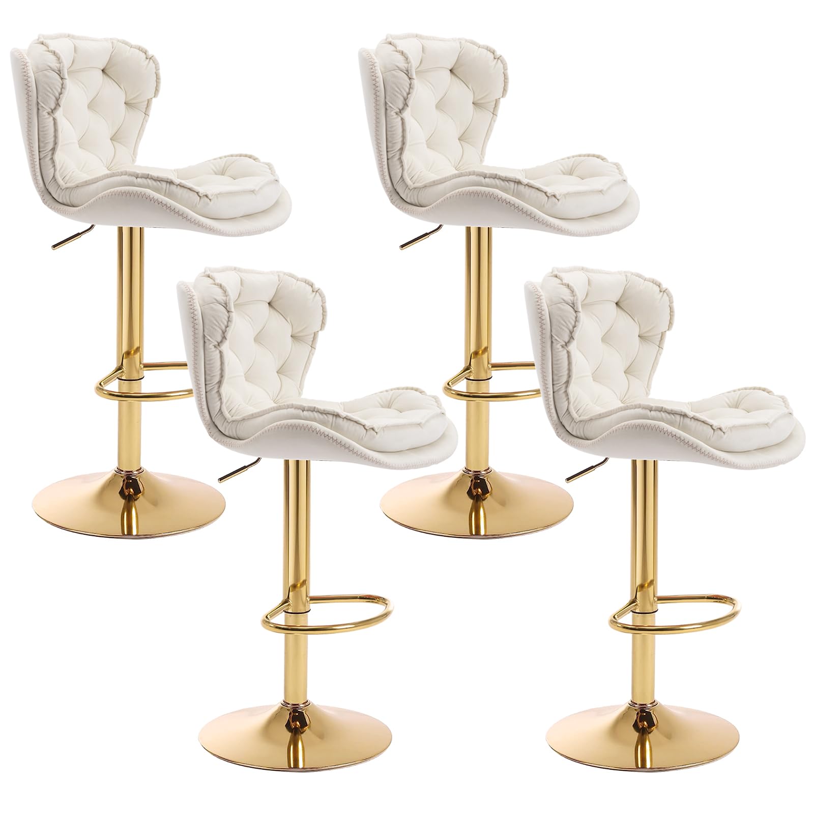 Swivel Bar Stools Set of 4 Counter Height Barstools with Back Velvet Upholstered Adjustable Stool Chair Min Century Modern Bar Stool Sillas para Barra