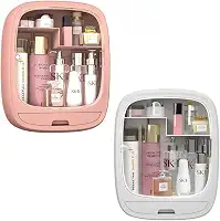 Organizador De Cosmético Kit Para Maquiagem com caixa portátil e tampa de Acrílico com espelho(1 Espelho de Mesa)