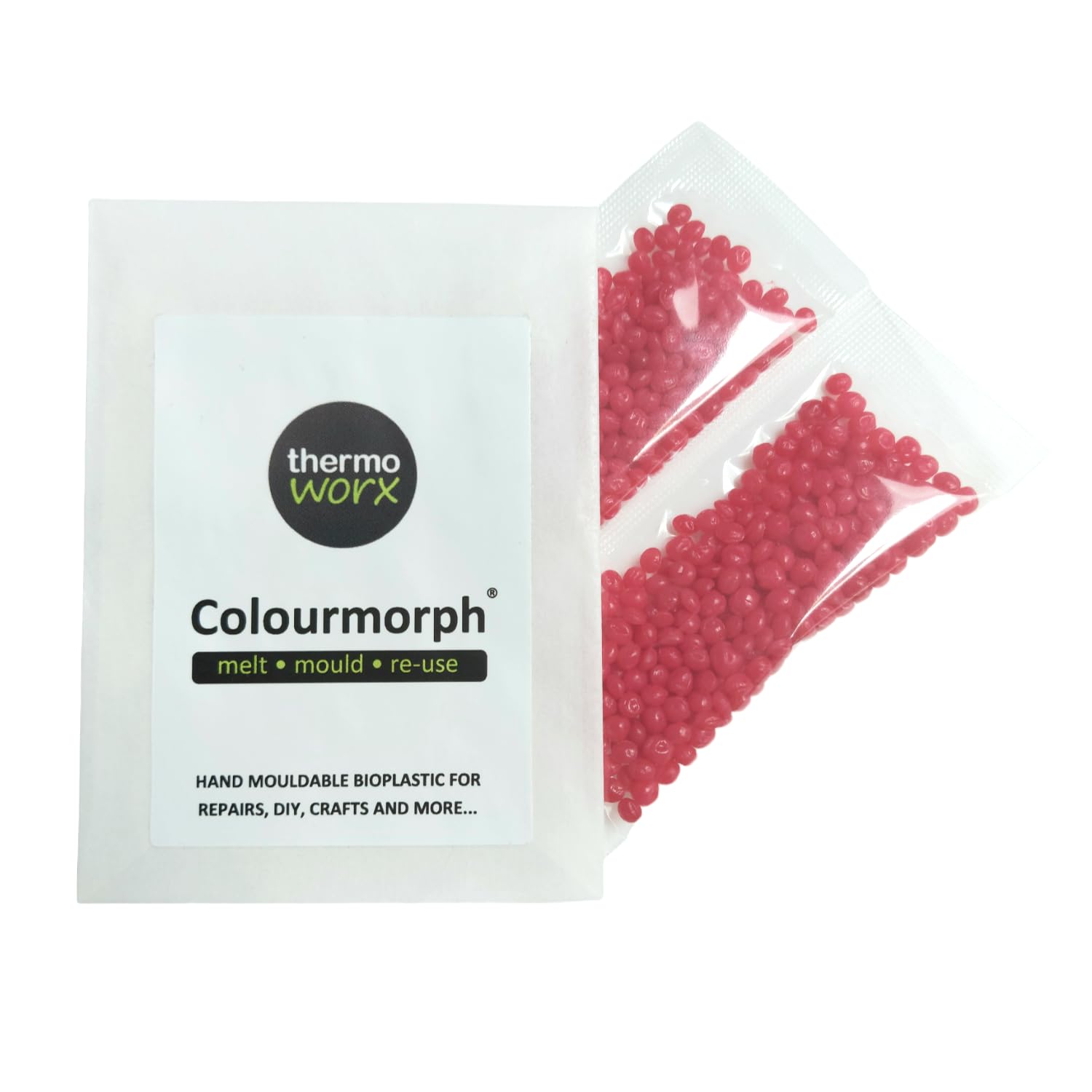ColourmorphThermoworx . Hand mouldable Multi-use thermoplastic. Melt, Mould and Reuse. (Red)