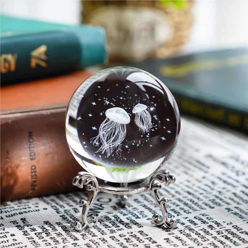 Sfera Di Cristallo Con Medusa 3D - 60mm, Supporto Argento, Decorazione Per Casa - Foto 6