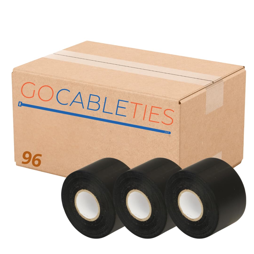GOCABLETIES - Cinta aislante eléctrica negra 50 mm x 33 m 96 Rollos