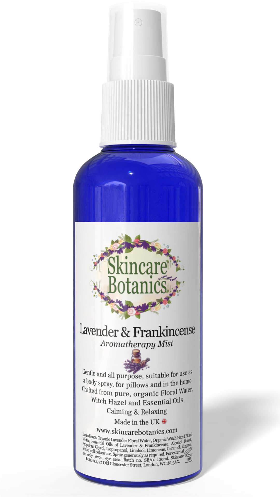 Skincare Botanics Lavender & Frankincense Spray | Natural Room, Pillow & Body Mist | Calming & Relaxing | 100ml