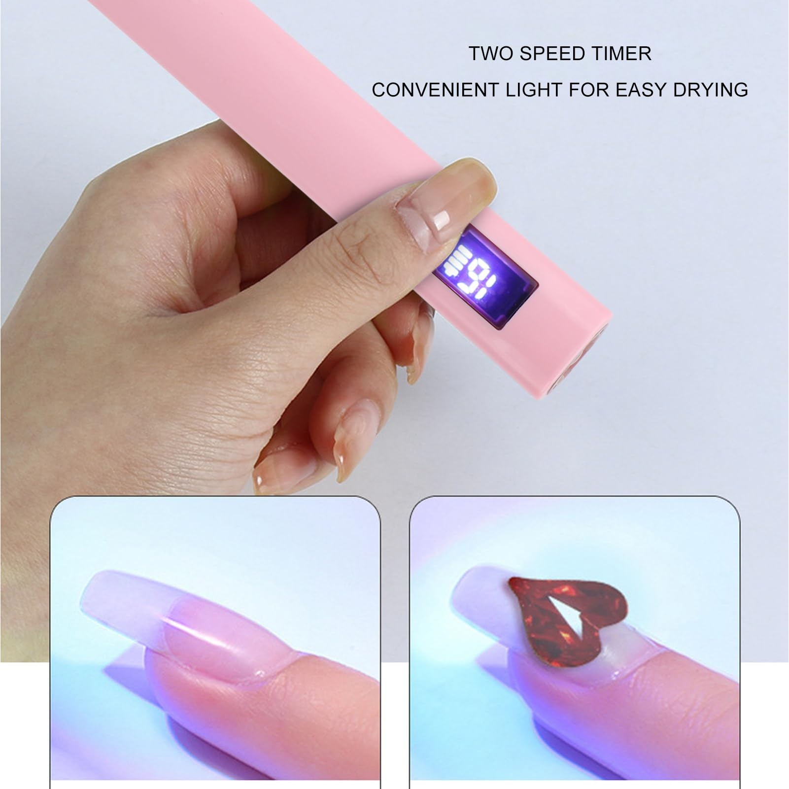 Small Nail Curing Light, High Power Portable Nail Dryer Lamp with Acupressure Function Small Digital Display Portable Nail Dryer Lamp for Travel Home, More Lasting Nail Art