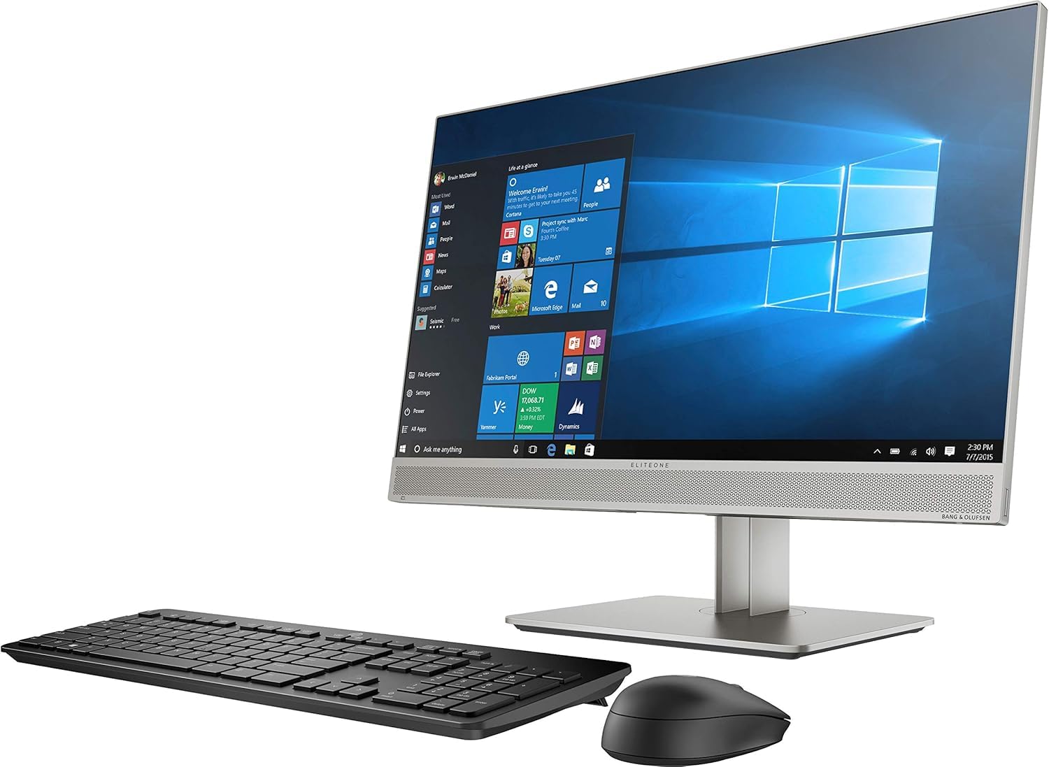 HP EliteOne 800 G5 All-in-One Desktop-PC, 23.8 Zoll FHD, Intel Core i5-9500T, 8 GB RAM, 256 GB SSD, WiFi, Bluetooth, US QWERTY-Tastatur, Windows 11 Pro (Generalüberholt)