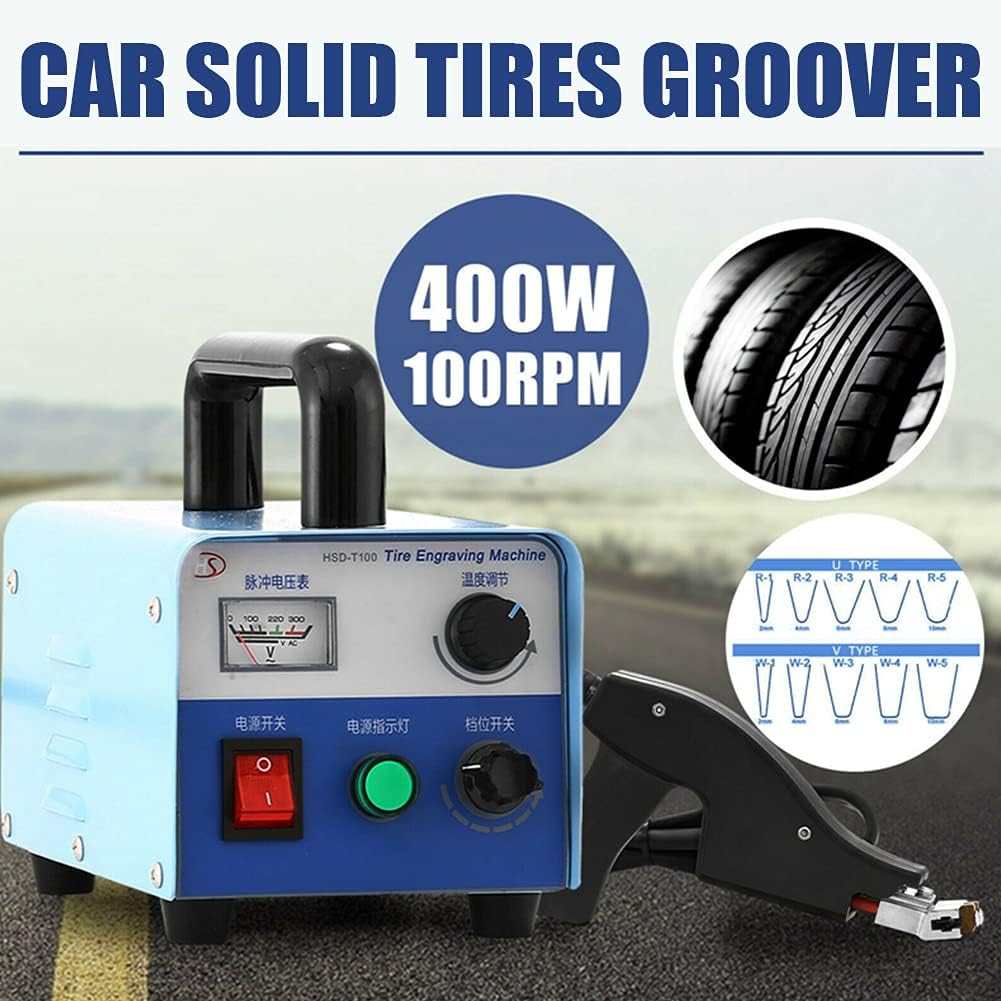 Tire Grooving Tool 110V 400W Tire Groover Machine Iron Tire Groover Cutter, Professional Tire Groover Heated Machine with 20 pcs Blades for Rubber and Tires
