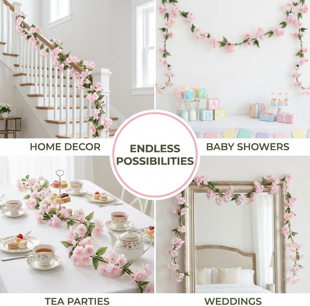Blush Pink Blossom Artificial Flower Garland - 68 inches