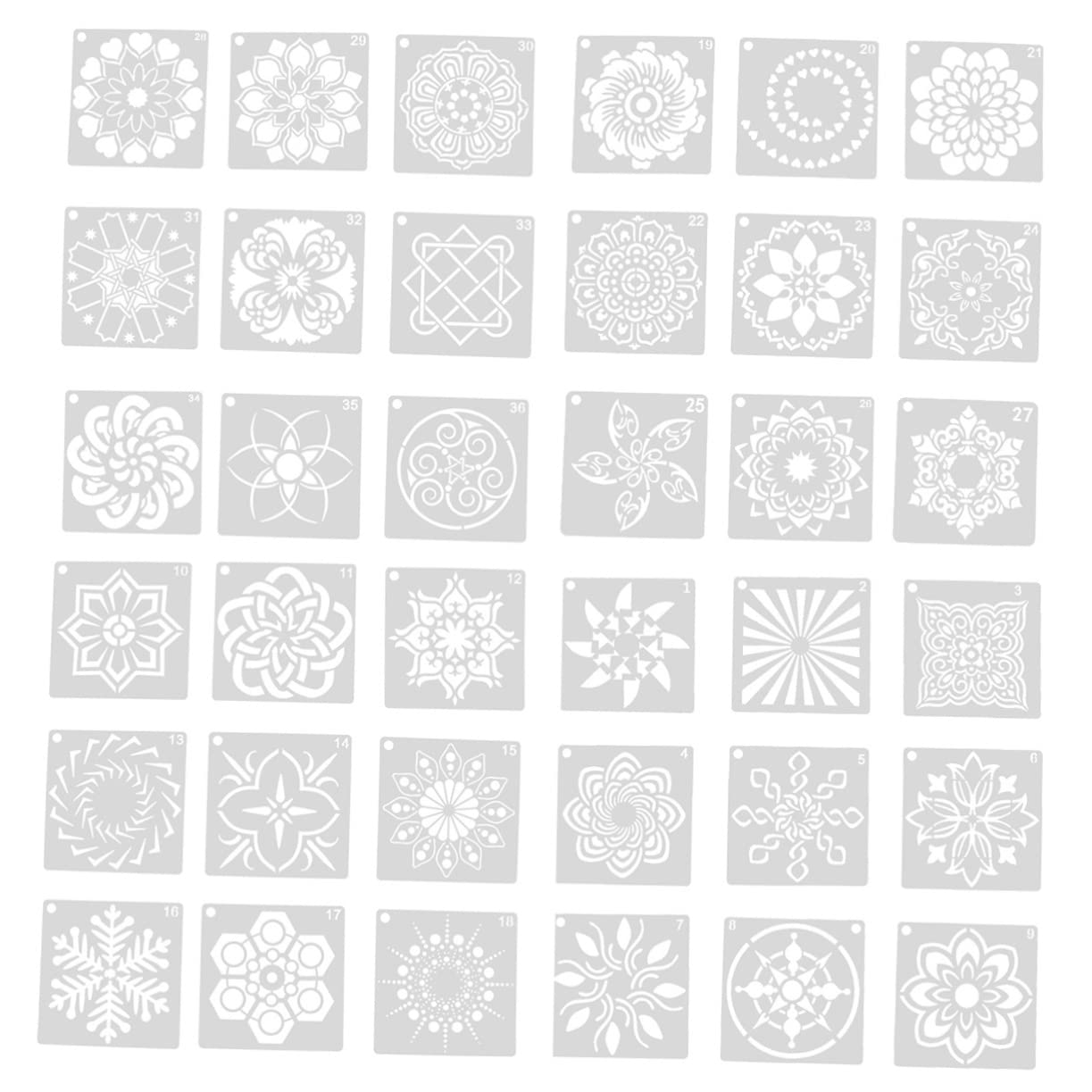 TEHAUX 3 Ensembles Pochoirs Mandala Créatifs Plastique Pour Peinture Murale Décoration Diy Découpés Pour Projets Artistiques Artisanaux 36 Pièces * 3