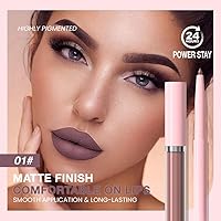 Vista 47 de AMY'S DIARY Juego de 2 delineadores de labios y lápiz labial, color verde oscuro, brillo de labios mate, lápiz labial líquido mate, 24 horas, lapiz