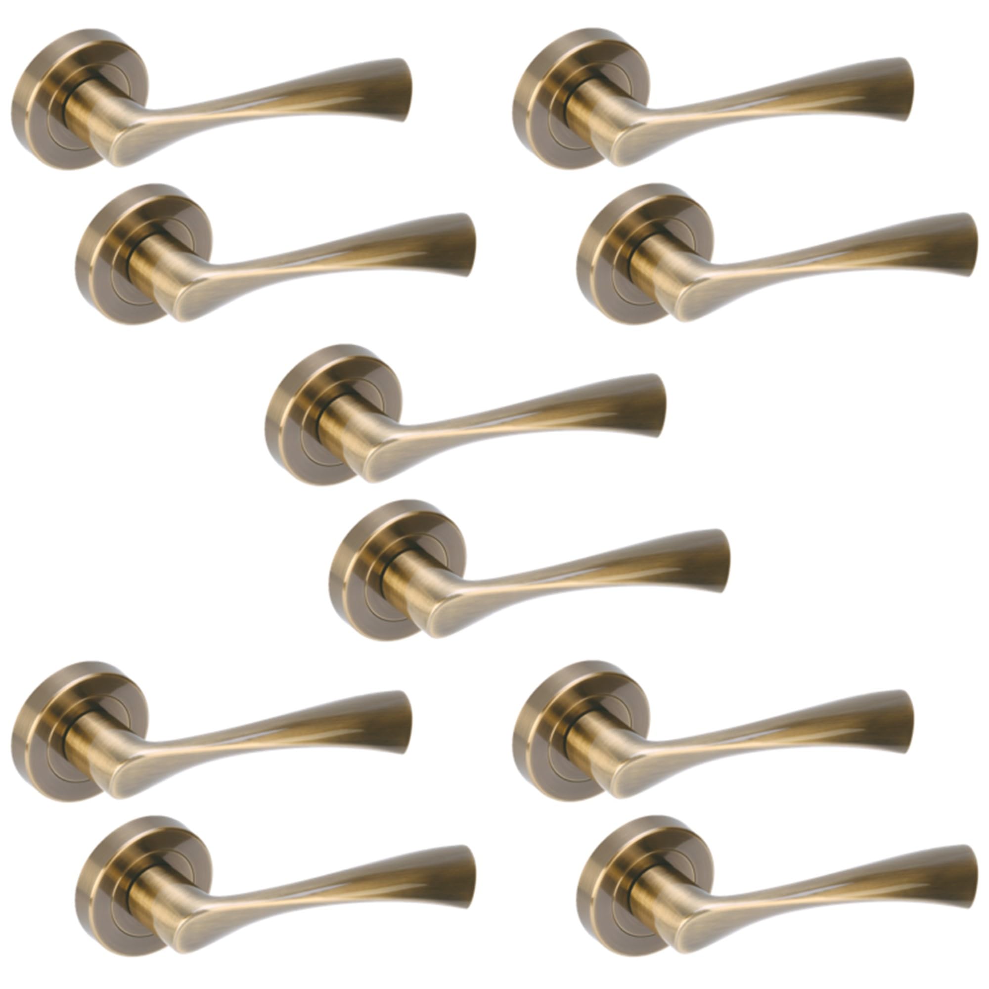 Hunta HANDLEZONE® 5 Sets Zena Lever On Round Rose Door Handles, Internal Passage Latch Handles - Antique Bronze