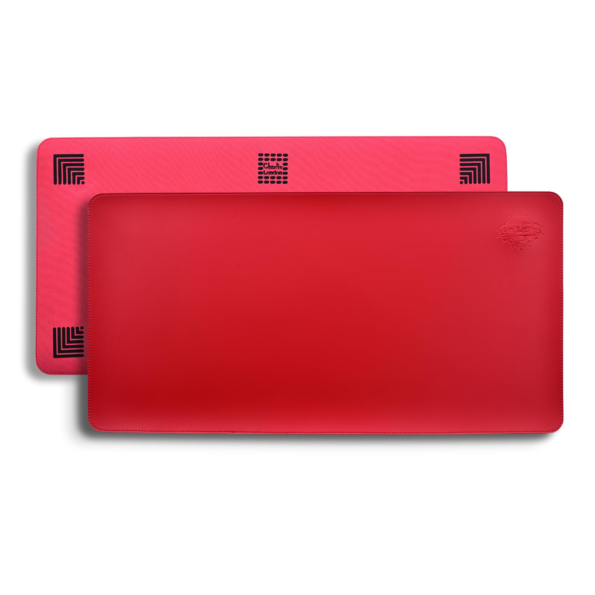 Charlie London Leather Desk Mat – 80x40 cm Waterproof, Non-Slip Desk Pad – Durable & Travel-Friendly Laptop Mat – Premium PU Leather Desk Protector for Home & Office (Red)