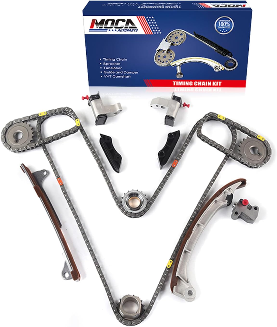 MOCA Timing Chain Kit Fit 03-09 for Toyota 4Runner & 05-15 for Toyota Tacoma & 05-11 for Toyota Tundra 4.0L 3956CC 241Cu. In. V6 GAS DOHC Naturally Aspirated - Eng. Code 1GRFE