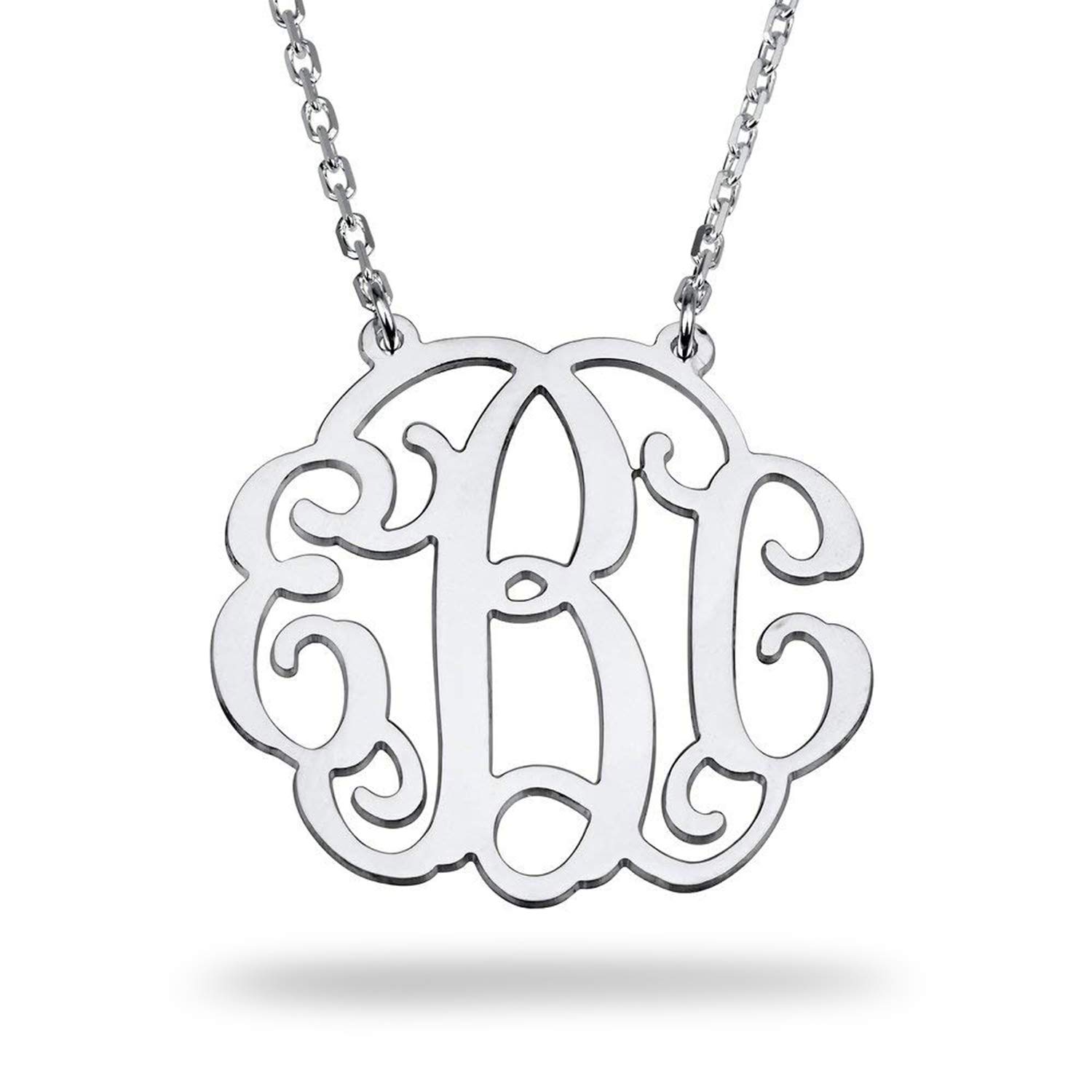 LONAGOMonogram Necklace Personalized Initial Monogrammed Necklace Custom Name Monogram Pendant Necklace Gift for Women