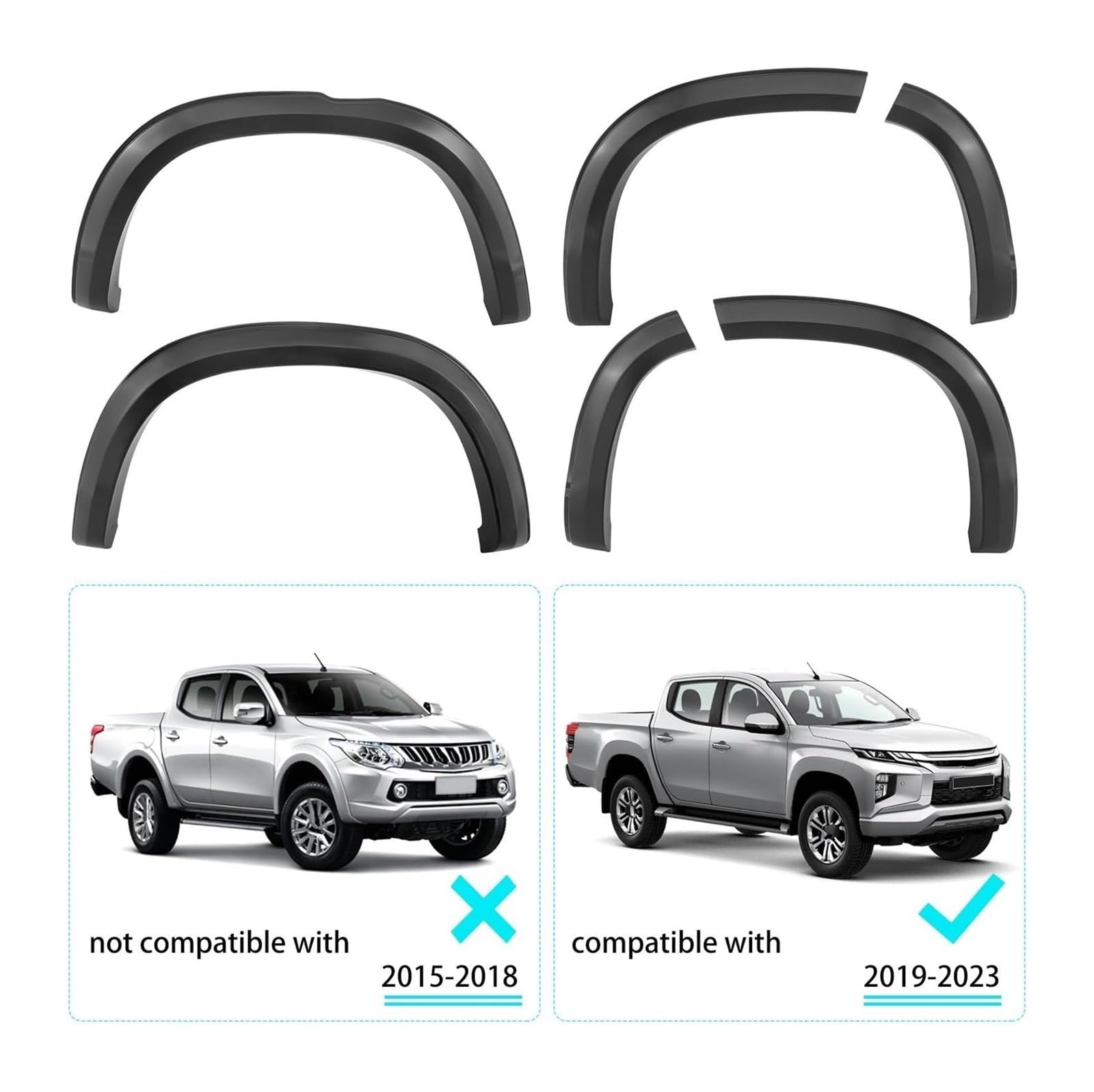 Jeu Bavettes Garde-boue Pour M&ITSUBISHI L200 Pour Montero Pour Triton Pour Strada Pour Strakar Pour Barbarian 2019-2022 Élargisseurs D'ailes Voiture Garde-boue Passage Roue
