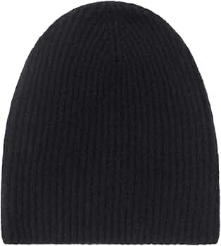 NAADAM Unisex Signature Cashmere Ribbed Beanie,Black,OS at Amazon