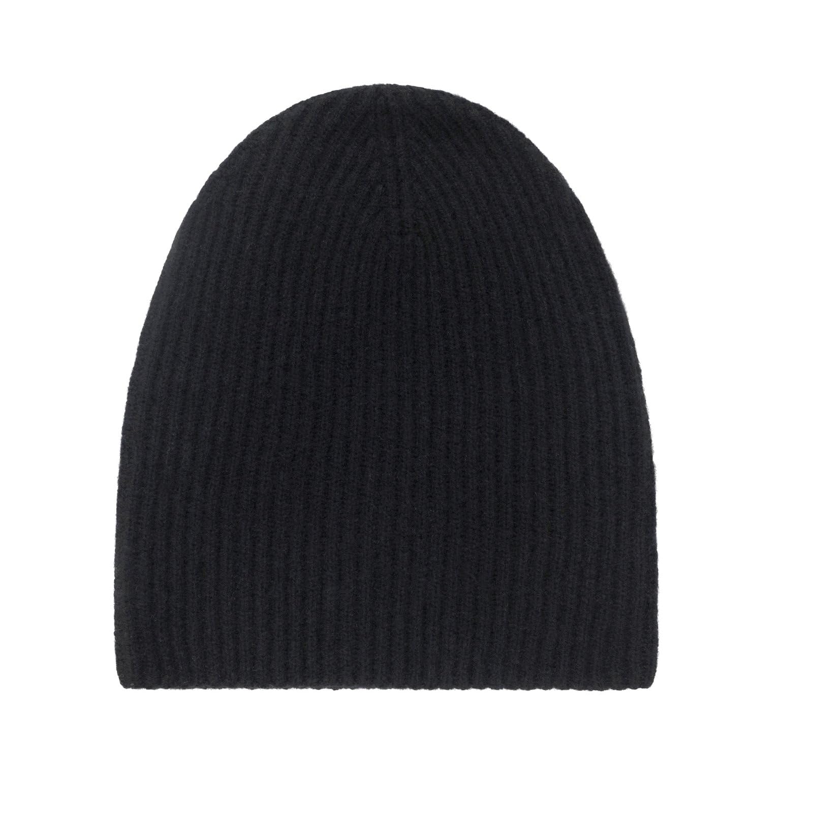 NAADAM Unisex's Signature Cashmere Ribbed Beanie Hat Black