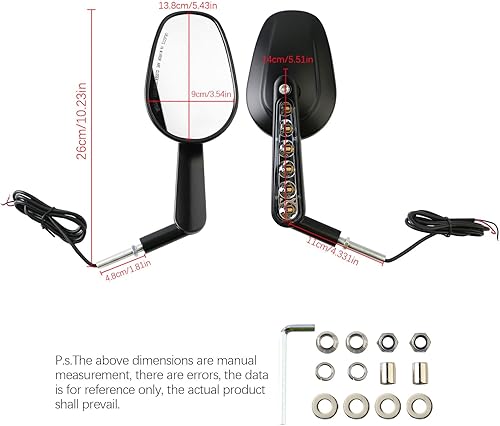 Miniatura 6 de Pacewalker Espejo retrovisor muscular con luz LED intermitentes para H-arley Davidson VROD V-Rod VRSCF negro