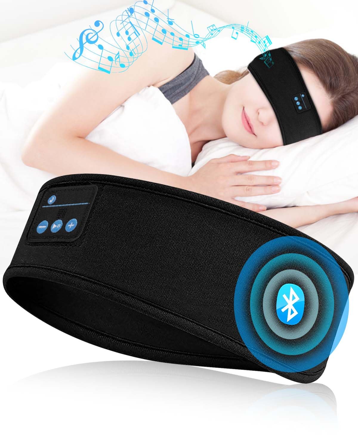 Sleep Headphones, Wireless Bluetooth Headband Built-in Ultra-Thin HD Stereo Speakers, Soft Sleep Headphones Headband for Side Sleep, Yoga, Fitness, Sports, Relaxation, Personalized Tech Gifts (Black)-image-27