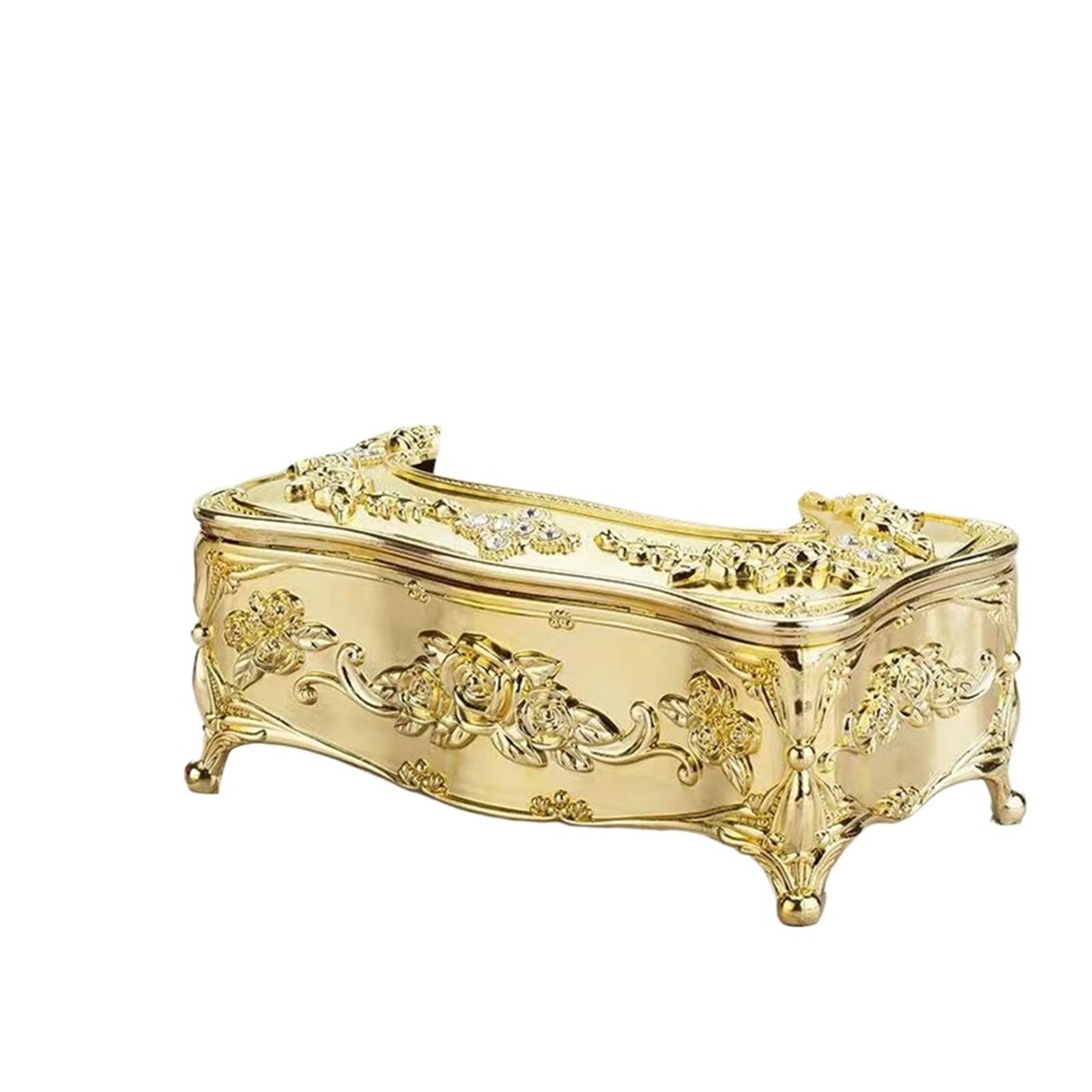 Tissue Box Tissue box hotel restaurant napkin extraction box, kitchen and living room tabletop tissue storage box(B-Golden)