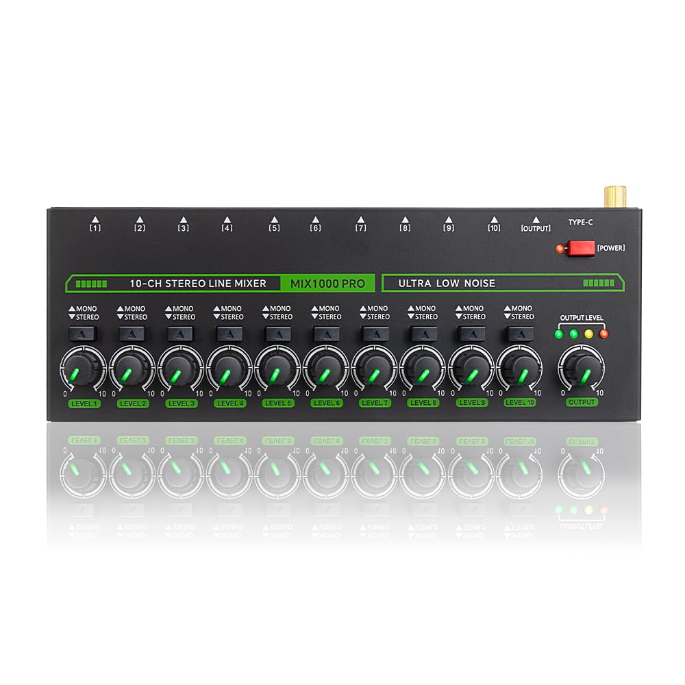 Mikser audio, 10-kanałowy Mikser Dźwięku LED O Niskim Poziomie Szumów Do Przełącznika Stereo MIX1000PRO Sub-Mikser Do studia karaoke