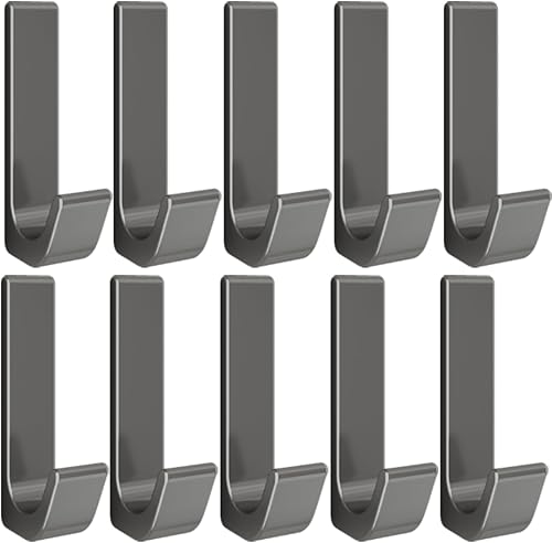 Ganchos adhesivos pequeños resistentes, 10 ganchos de pared adhesivos para colgar ganchos de toalla negros de acero inoxidable para baños, ganchos