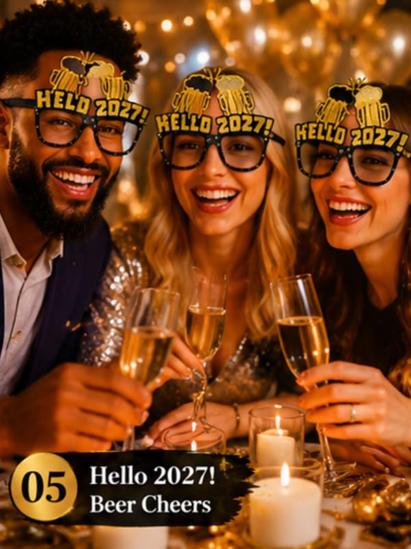 ASVNRES Happy New Year’s Eve Glasses 2027 - Pack Of 6, Happy New Year Eve Party Glasses Decorations Supplies 2027 (6) - Image 5
