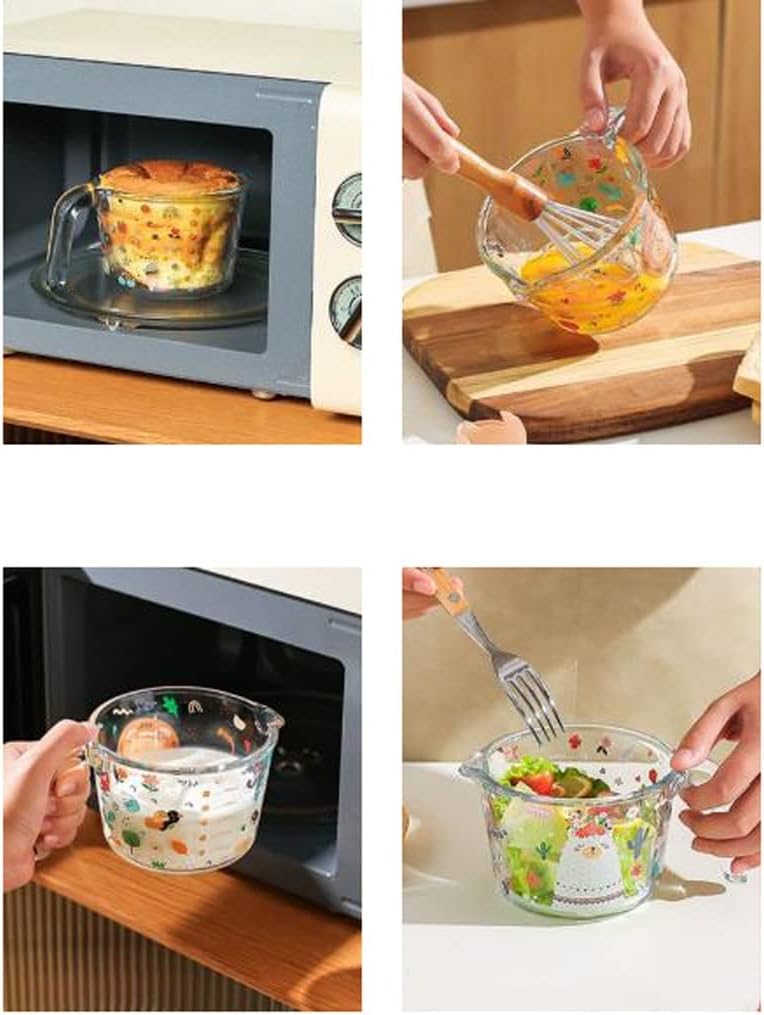 Glass Measuring Cup With Scale Milk Cup High Temperature Resistant Household Kitchen Baking Beaten Egg Cup Measuring Water Cup (Color : D, Size : 500ML)