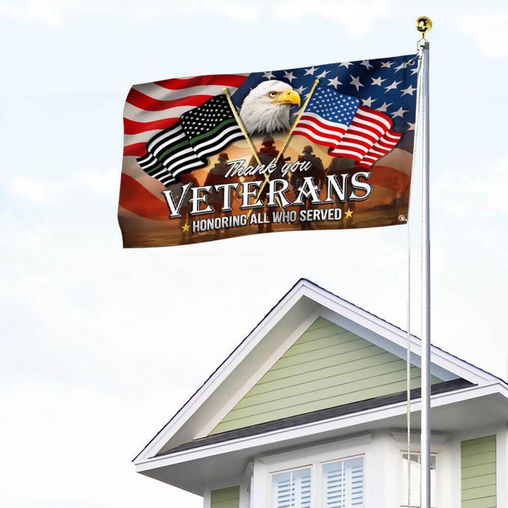 Thank You Veterans Honoring All Who Served - 3x5 Double Sided Garden Flag With American Eagle & US Army Design - Perfect For Indoor/Outdoor Use & Veteran Day Gifts