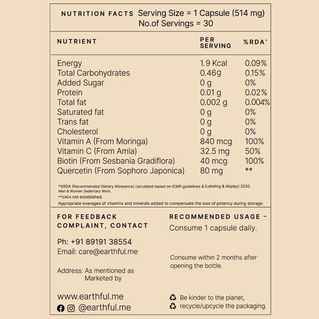 Earthful Hair Health Kit | Honest Plant Protein & Root Nourish Capsules | For Hair Strength, Quality & Dandruff Removal | With Pea, Brown Rice, Biotin, Vitamin C, Grape Seed — Amazon image 5