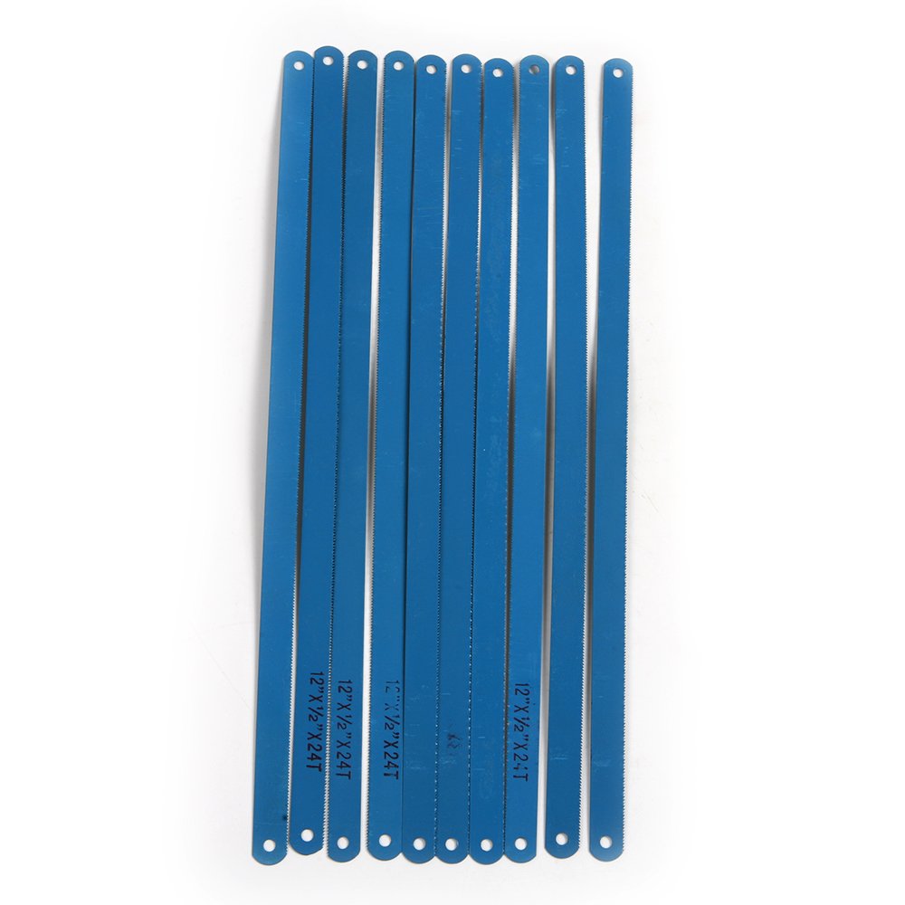 10 hojas de sierra de acero al carbono azul 24TPI de 300 mm, hoja de sierra de repuesto, herramientas de corte de metal multifuncionales para proyectos de bricolaje
